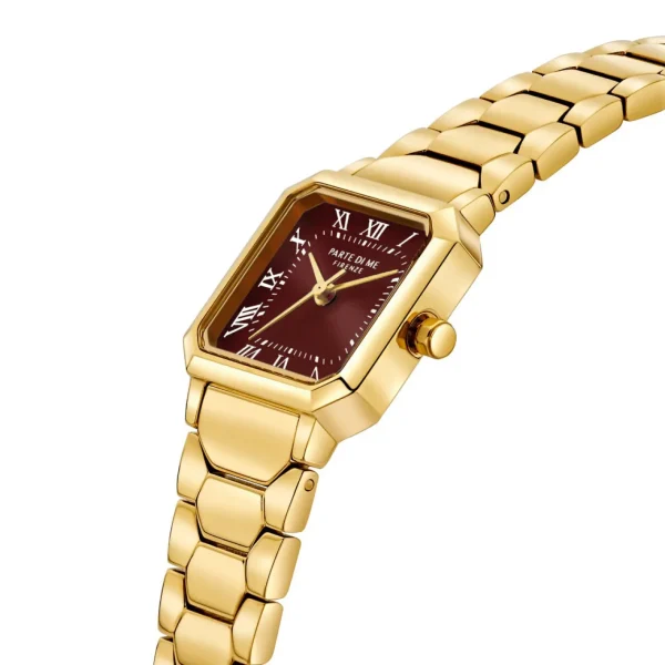 Orologio vierkant dameshorloge goudkleurig en donkerbruin
