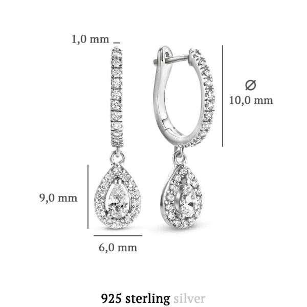 Ponte Vecchio Dalia 925 sterling zilver Oorhangers met zirkonia stenen