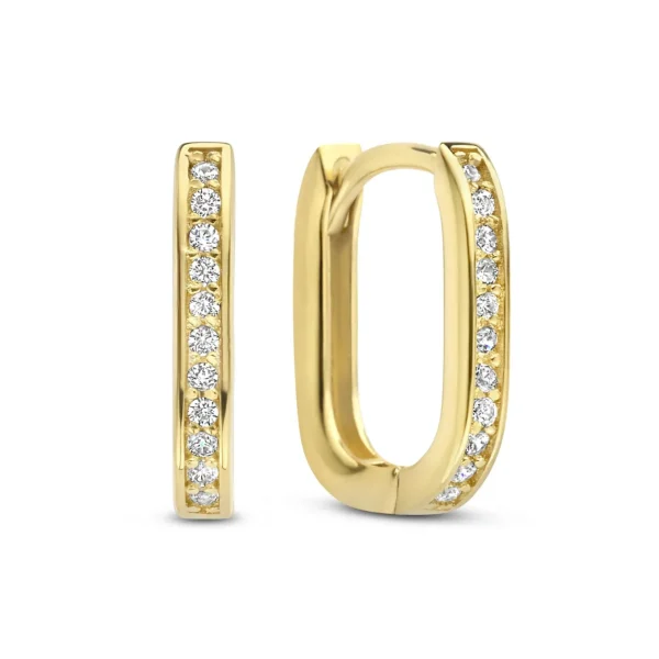 Ponte Vecchio Elina 925 sterling zilveren gold plated oorringen met zirkonia stenen