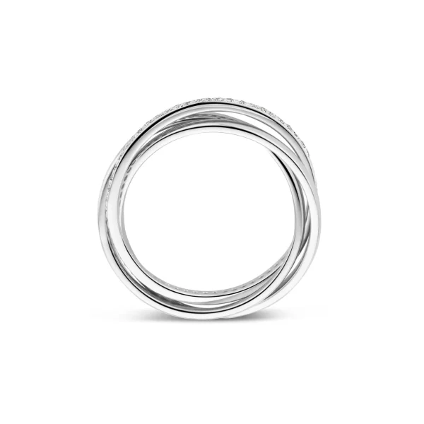 Ponte Vecchio Lanza 925 sterling zilveren ring met zirkonia stenen