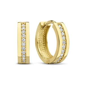 Ponte Vecchio Santa Trinita 925 sterling zilveren gold plated oorringen met zirkonia stenen