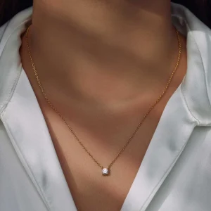 Ponte Vecchio Sofia 925 sterling zilver gold plated Ketting met zirkonia steen