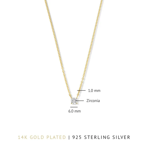 Ponte Vecchio Sofia 925 sterling zilver gold plated Ketting met zirkonia steen