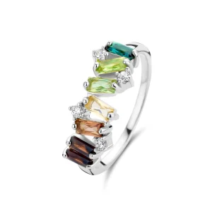 Santa Maria del Fiore 925 sterling zilveren ring met gekleurde zirkonia stenen
