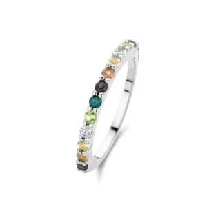 Santa Maria del Fiore 925 sterling zilveren ring met gekleurde zirkonia stenen