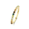 Santa Maria del Fiore 925 sterling zilver gold plated ring met gekleurde zirkonia stenen