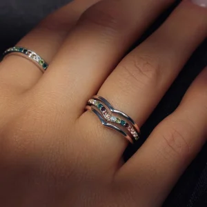 Santa Maria del Fiore 925 sterling zilveren ringen met gekleurde zirkonia stenen
