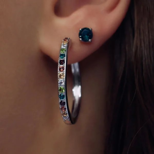 Santa Maria del Fiore 925 sterling zilveren oorringen met gekleurde zirkonia stenen