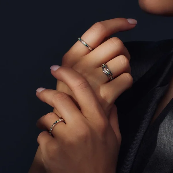Santa Maria del Fiore 925 sterling zilveren ring met gekleurde zirkonia stenen