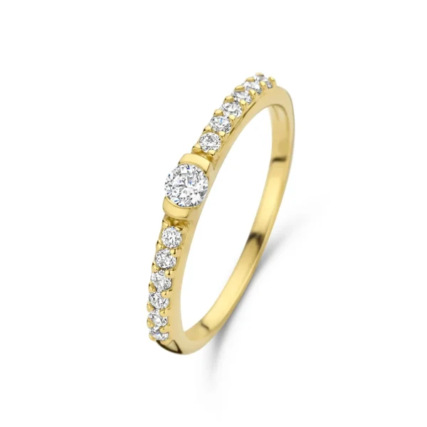 Santa Maria della Base 925 sterling zilver gold plated ring met zirkonia stenen