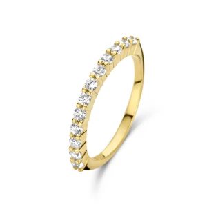 Santa Maria della Base 925 sterling zilver gold plated ring met zirkonia stenen