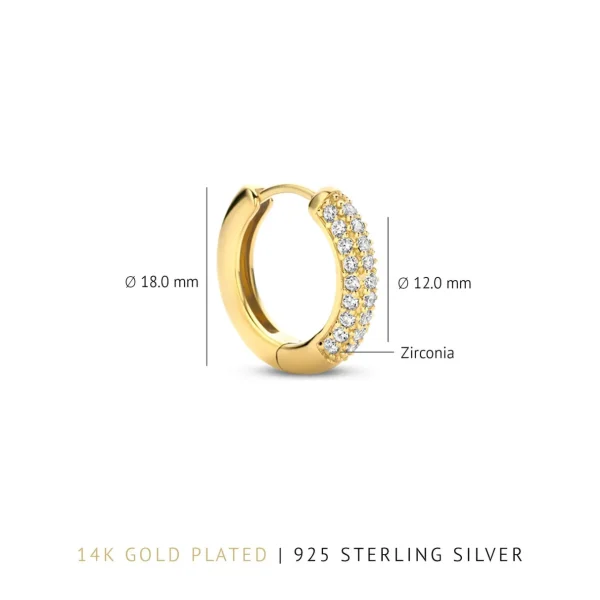 Santa Maria della Base 925 sterling zilver gold plated Creolen met zirkonia stenen