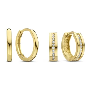 Sorprendimi 925 sterling zilver gold plated oorbellen bezet met zirkonia steentjes