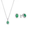 Sorprendimi 925 sterling zilver Ketting en Oorknoppen Giftset met groene zirkonia stenen