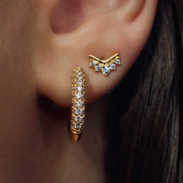 Sorprendimi 925 sterling zilver gold plated oorbellen bezet met zirkonia steentjes