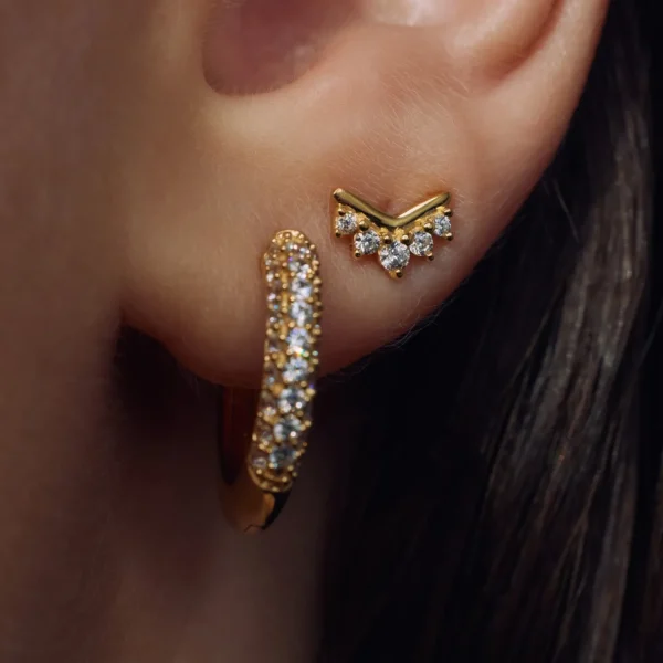 Sorprendimi 925 sterling zilver gold plated oorbellen bezet met zirkonia steentjes