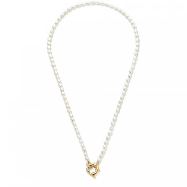 Sorprendimi 925 sterling zilver gold plated Ketting en armband Giftset met zoetwaterparels