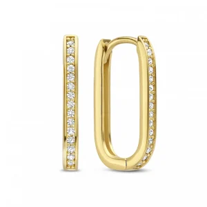 Sorprendimi 925 sterling zilver gold plated oorbellen bezet met zirkonia steentjes