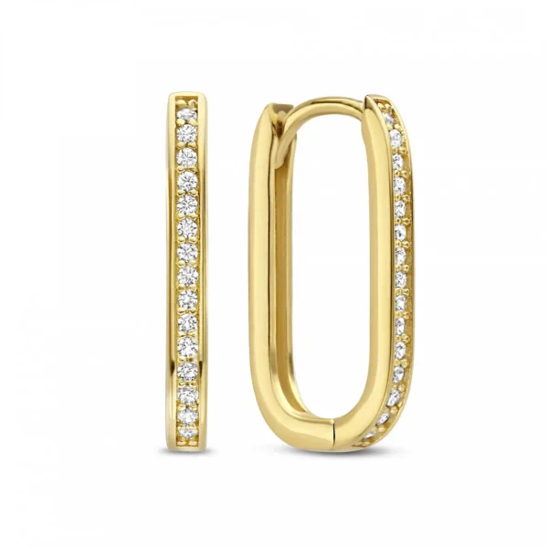Sorprendimi 925 sterling zilver gold plated oorbellen bezet met zirkonia steentjes