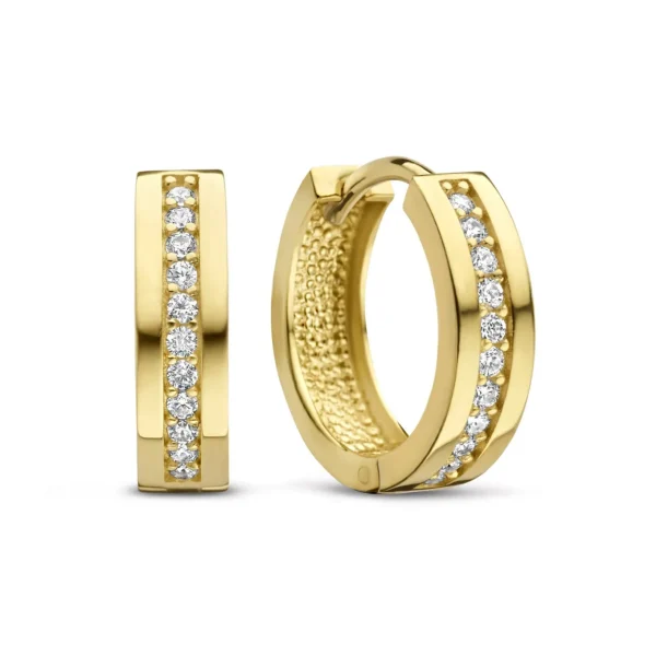Sorprendimi 925 sterling zilver gold plated oorbellen bezet met zirkonia steentjes