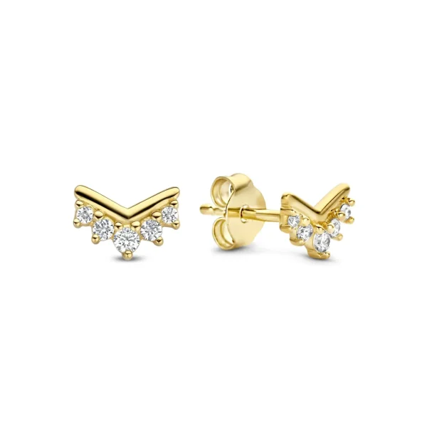 Sorprendimi 925 sterling zilver gold plated oorbellen bezet met zirkonia steentjes