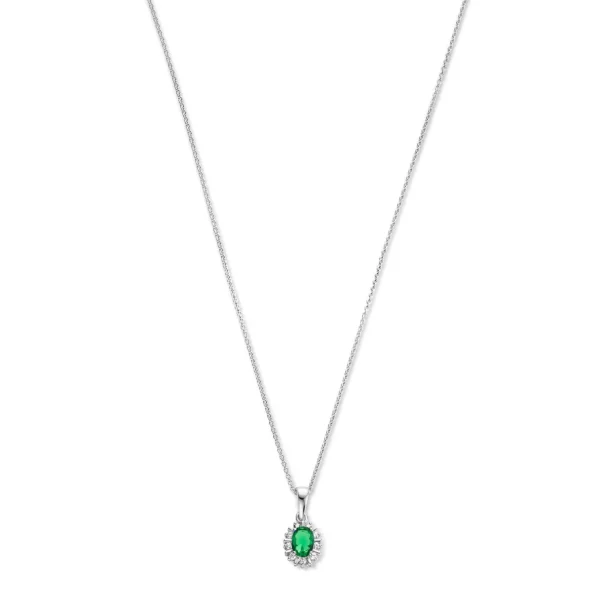 Sorprendimi 925 sterling zilver Ketting en Oorknoppen Giftset met groene zirkonia stenen