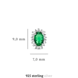 Sorprendimi 925 sterling zilver Ketting en Oorknoppen Giftset met groene zirkonia stenen